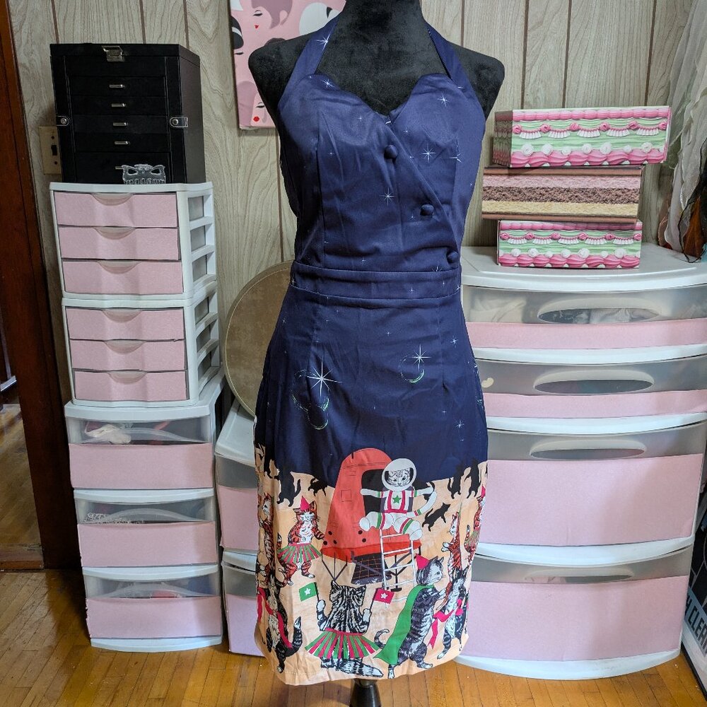 NWT--Lindy Bop Space Cats Halter Dress